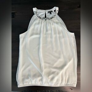 EXPRESS White Embellished Halter Top size Small